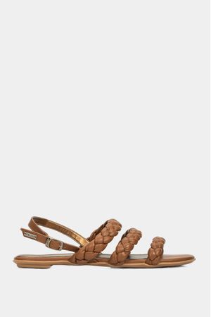 Sandalia plana cane de cuero para mujer straps trenzadas