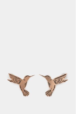 Aretes colibrí para mujer resina Rosado