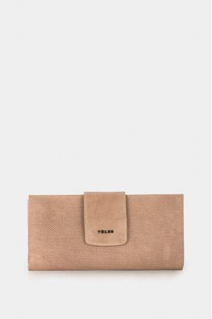 Billetera porta chequera jade de cuero para mujer grabado placa tejido