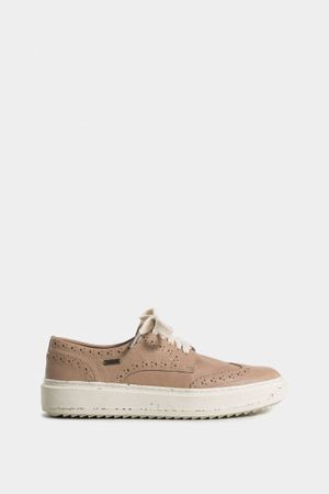 Zapatos cordón geranio de cuero liso para mujer silueta deportiva