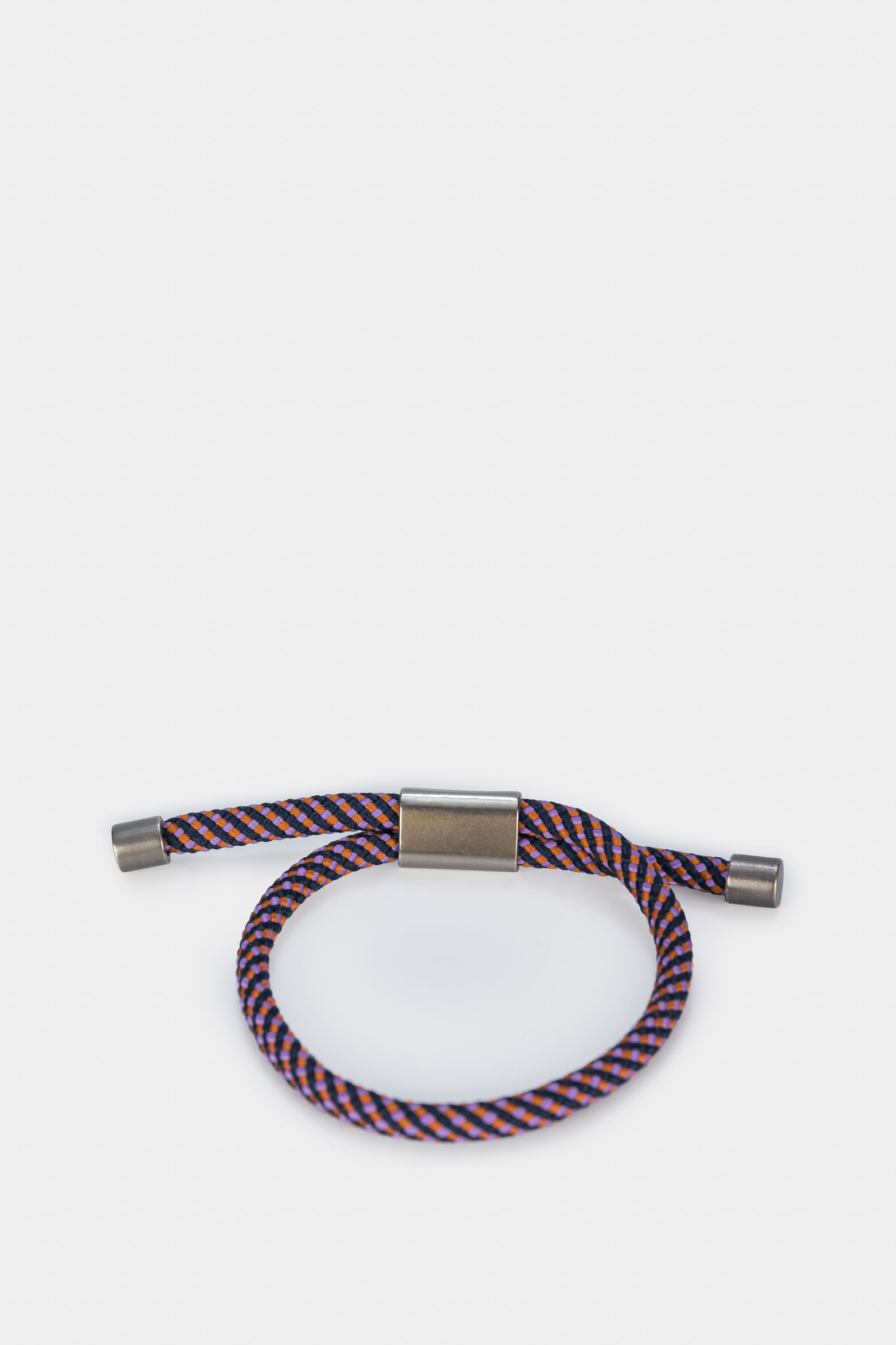 Pulsera romero en cordón para hombre puntera metálica Azul Oscuro