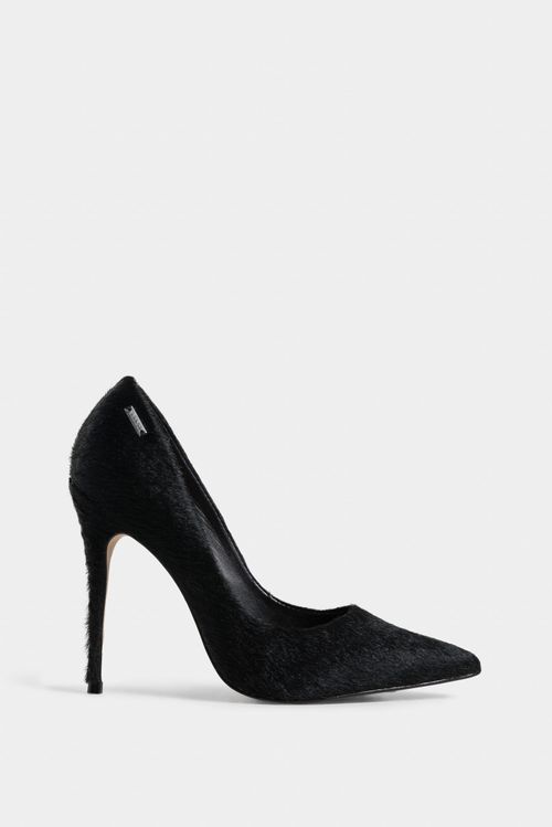 Tacones cerrados de cuero pelo para mujer silueta punta