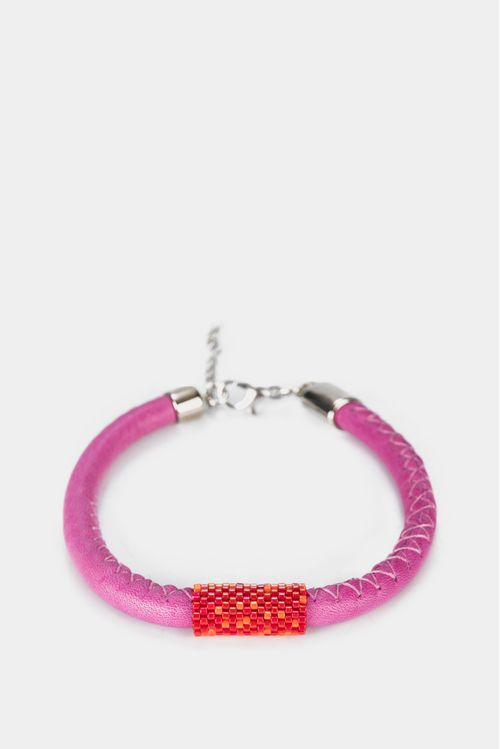 pulsera Dallas de cuero para mujer tejido miyuki