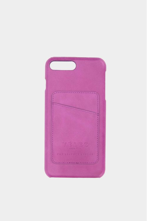 Porta celular clover de cuero Morado