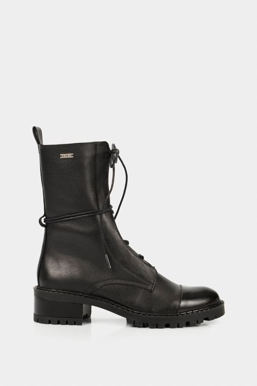 Botines militar Paramo de cuero para mujer cordones Negro