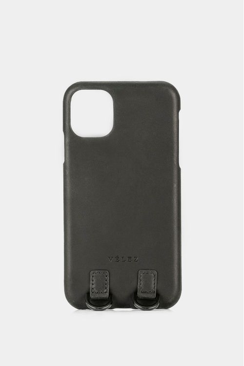 Case iphone 11 bee de cuero para mujer cargadera reata Negro