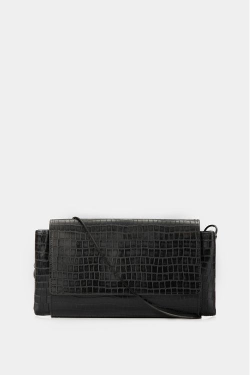 Manos libres cerezo de cuero para mujer tipo clutch Negro