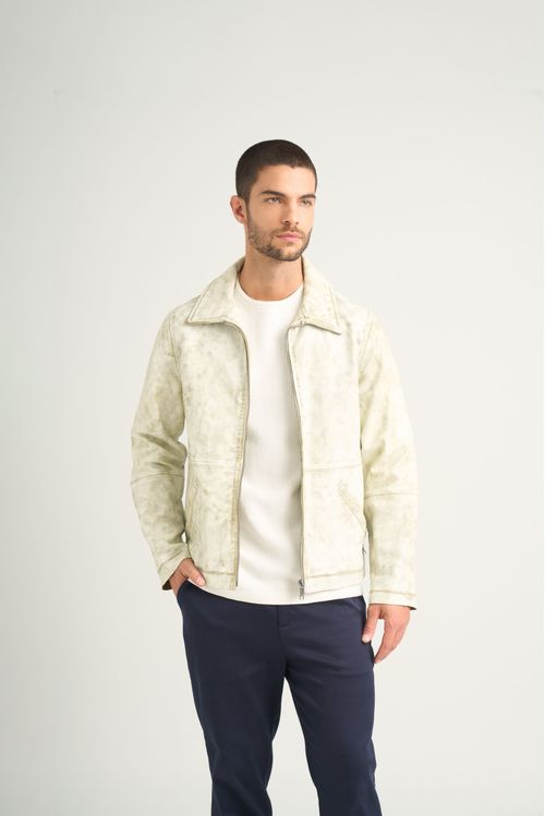 Chaqueta bright de cuero para hombre efecto desgastado